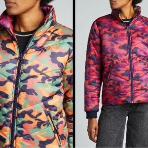 MOTHER The Two-Faced Reversible Camo Puffer Jacket, Size Medium